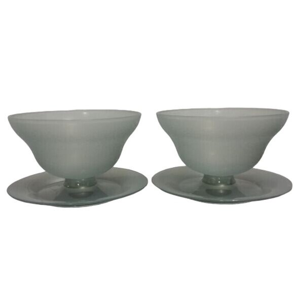 Tupperware Other - Vintage 70s Set of 2 Tupperware 754 Dessert Sundae Cups Gray Ice Cream Jello USA